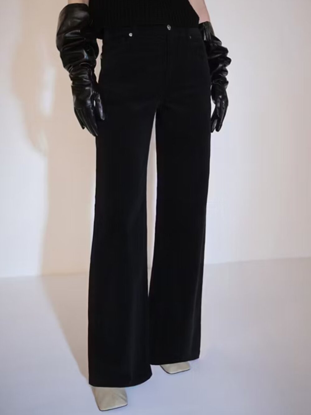 EUC! | Mango Wide-Leg Fine-Wale Corduroy Jeans | Black | Size 10